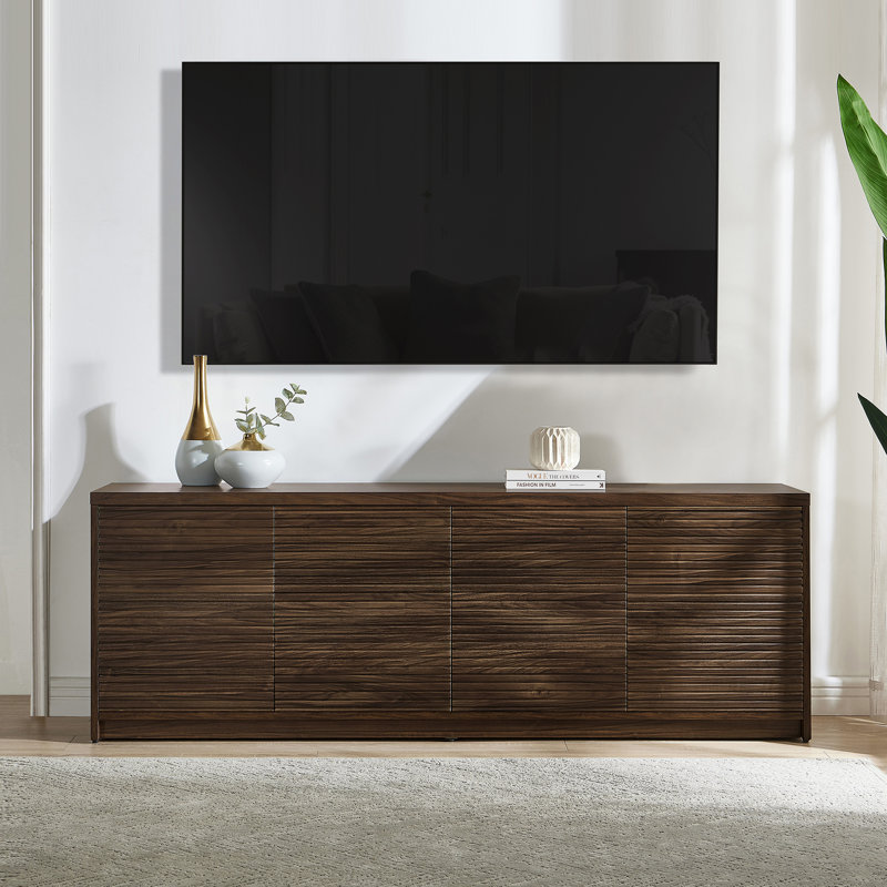 Evangalene Rectangular TV Stand for TV's up to 78", Dark Brown Wood