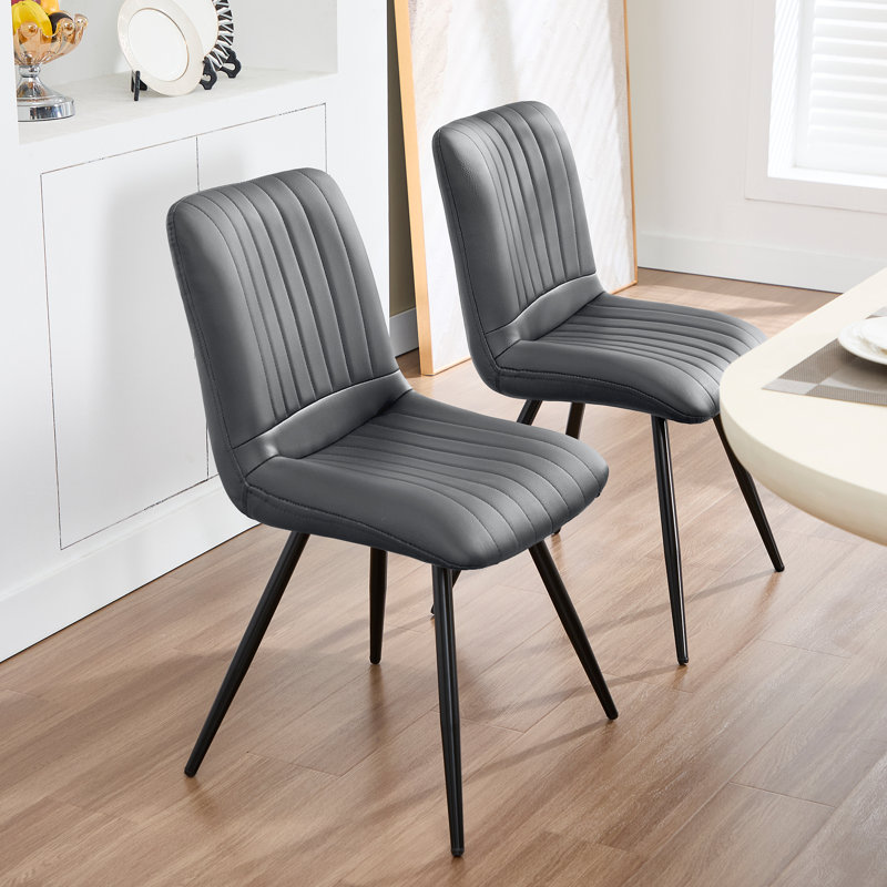 Chaise rembourrée en similicuir, Gris foncé