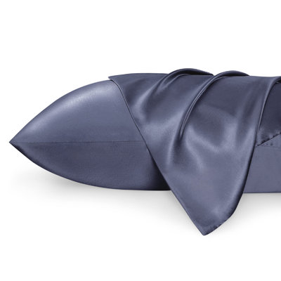 Ensemble de 2 taies d'oreiller en satin, 300 fils au pouce, sable gris