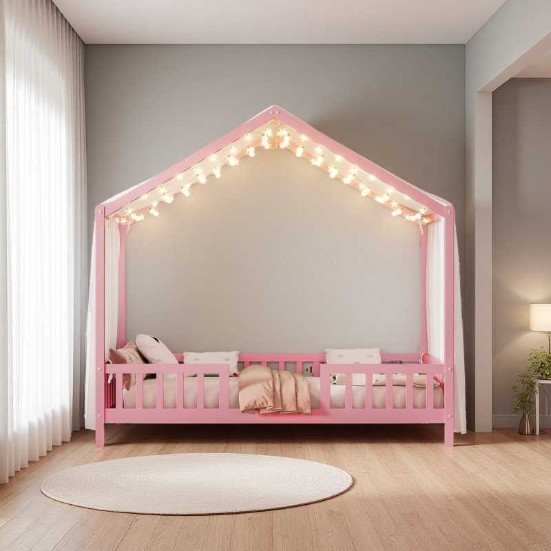 House Shape With High Railings, Full, Pink