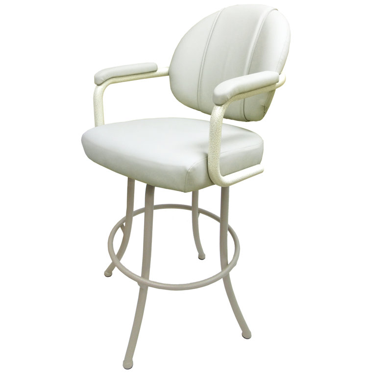 Ansara Swivel Upholstered Counter Stool with Metal Frame, Counter Stool (26” Seat Height), Beige, Beige
