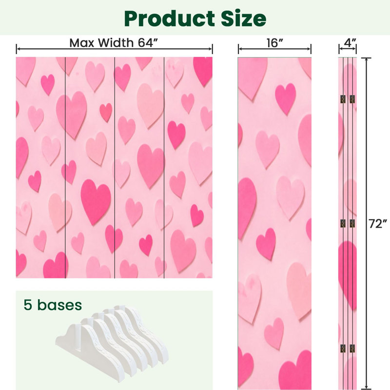 Cloison pliante 4 panneaux séparateur de protection en toile rose pastel