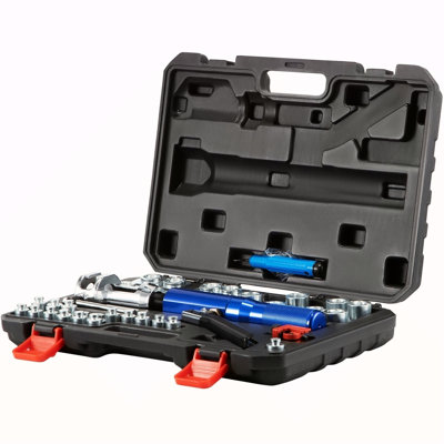 Trousse d'outils d'évasement hydraulique, outil d'évasement double 45 °, outils de réparation de freins pour 3/16 "- 1/2", outil d'évasement de frein avec coupe-tube et ébavurateur, 32 outils de torchage de tubes pour lignes de cuivre