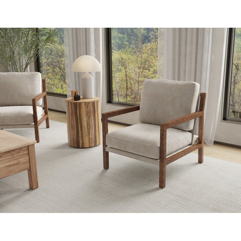 Structure en bois Milan, fauteuil en similicuir, Grey Fabric