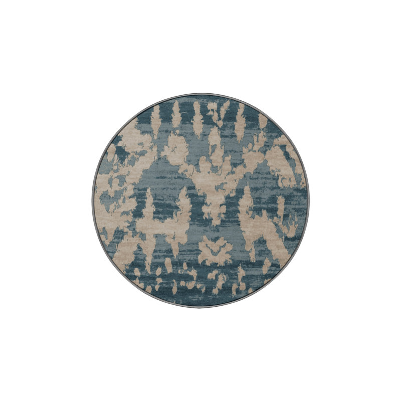 Tapis gris soyeux et moelleux, Rond 3 pi