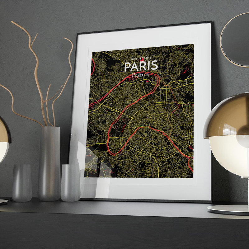 Paris City Map In Contrast - No Frame Print, 20cm H x 16cm W x 0.05cm D
