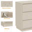 Grande commode à 3 tiroirs en bois beige, table de chevet large moderne avec système coulissant dissimulé, commode à usages multiples pour la chambre à coucher, le salon et le rangement du vestibule