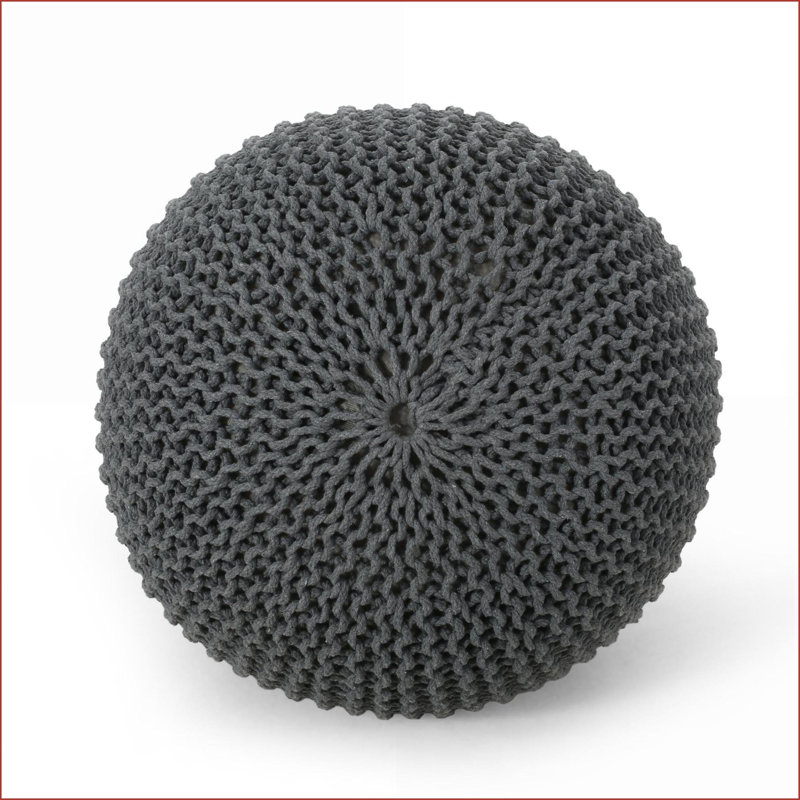 Repose-pieds rond en coton tricoté, gris ardoise | Gris | Coton, Gris