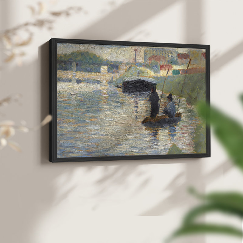 Vue de la seine - reproduction encadrée - réarmable, H 11 po x l 14 po, Noir
