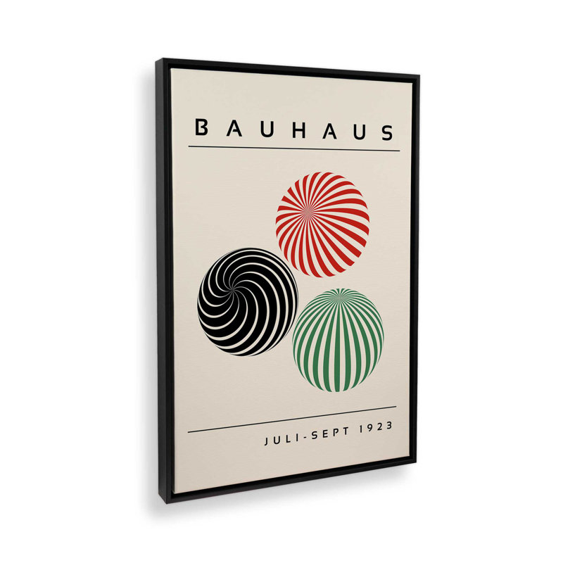 Reproduction de sphères géométriques sur toile Bauhaus, Cadre flottant noir, H 36,75 po x l 24,75 po