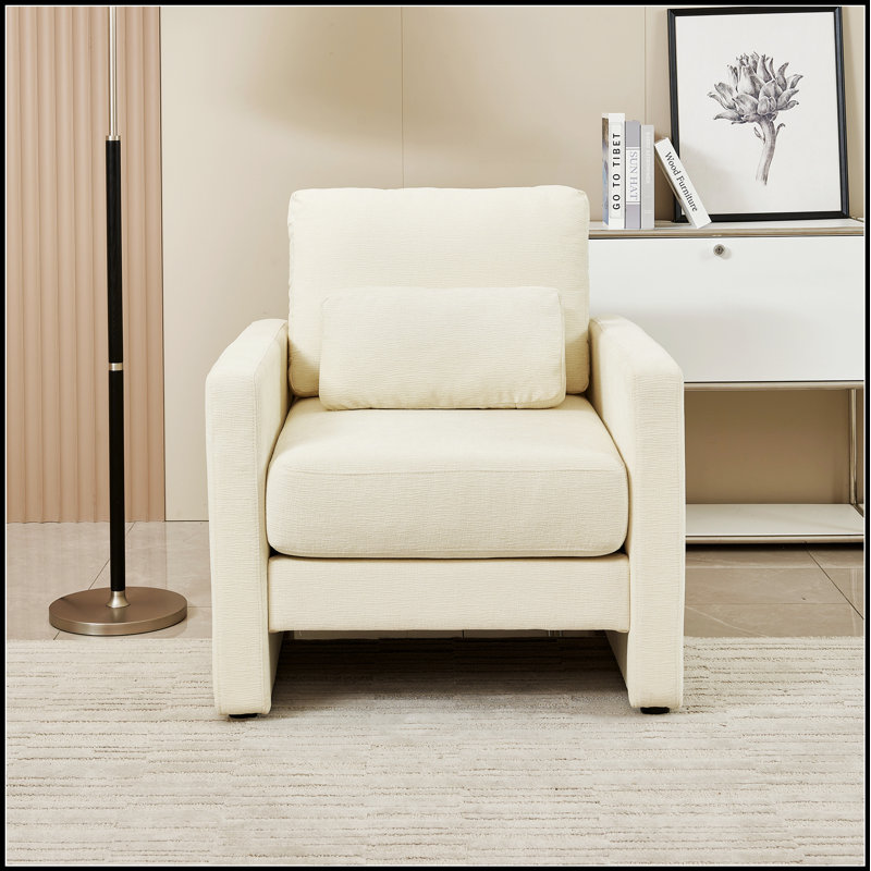 Chaise d'appoint moderne avec revêtement en chenille, structure en bois massif pour le confort du salon, de la chambre à coucher et du bureau