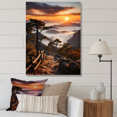 Montagne, forêt, coucher de soleil, silhouette II