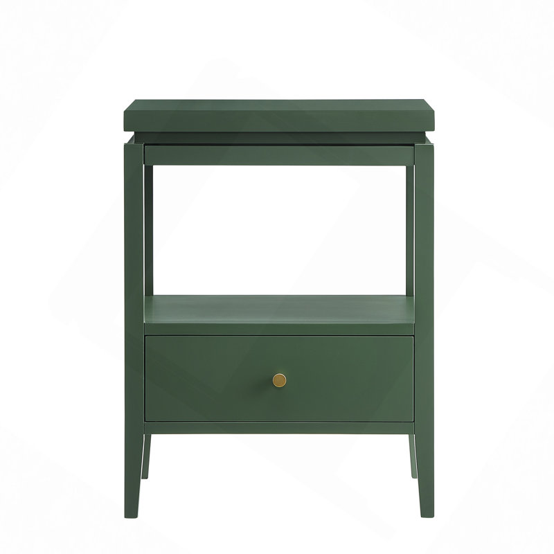 Table de chevet 1 tiroir Olana Vintage, Vert antique