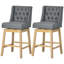 Ensemble de 2 tabourets de bar pivotants à 180 degrés HOMcom, 30 po de hauteur de siège avec repose-pieds en bois massif et capitonnage à boutons, gris