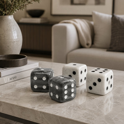 Dados Marmol White Deco Marble Dice - Set of 2