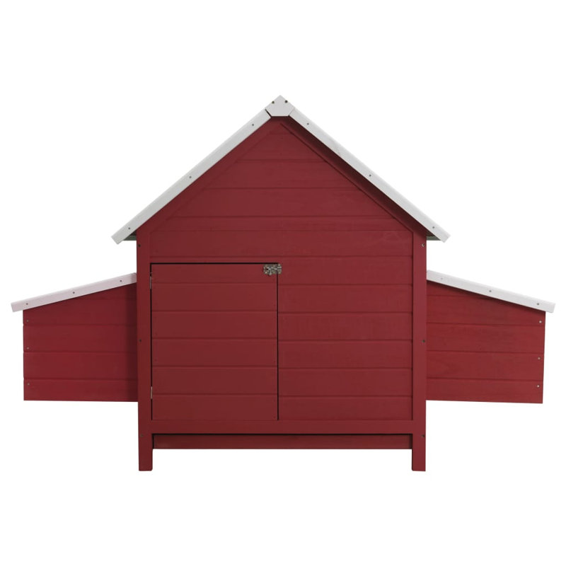 Poulailler en bois avec poulailler et poulailler double, Rouge