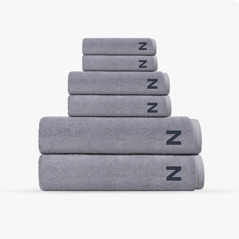 Monogrammed Cloer 6 pcs Turkish Towels Set, N, Silver