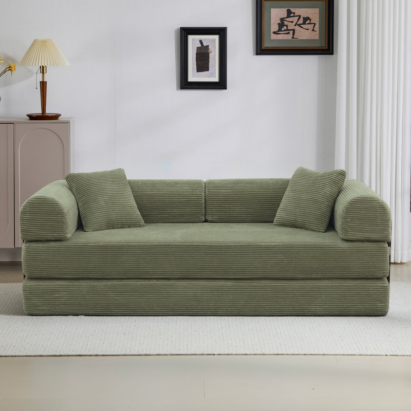 Convertible Sleeper Sofa, Foldable Floor Couch No Assembly, Mint Green