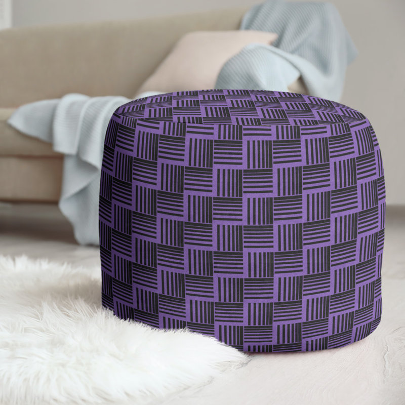 repose-pieds à rayures classic basketweave, Noir / mauve