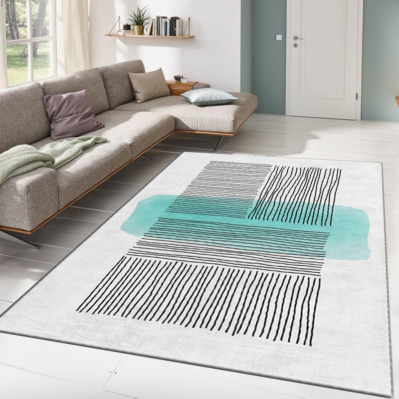 Non-Slip Area Rug, 100% Polyester, 47.2 x 70.9 inches | Raschel Knitting, Pile Height: 0.4 inches | Woven Carpet with Felt Dot Underside, Machine Washable | Stylish Digital Print Design for Home Decor