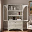 Armoire de rangement vitrée avec 2 tiroirs et tablettes réglables-244823260