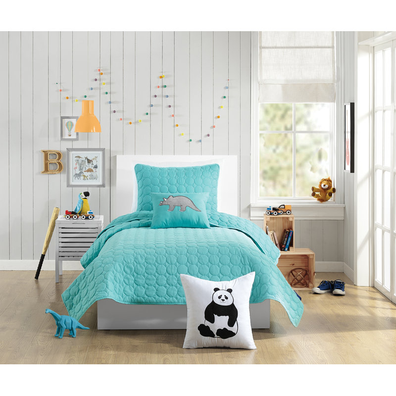 Ensemble de courtepointe en microfibre Denita Aqua, Lit simple