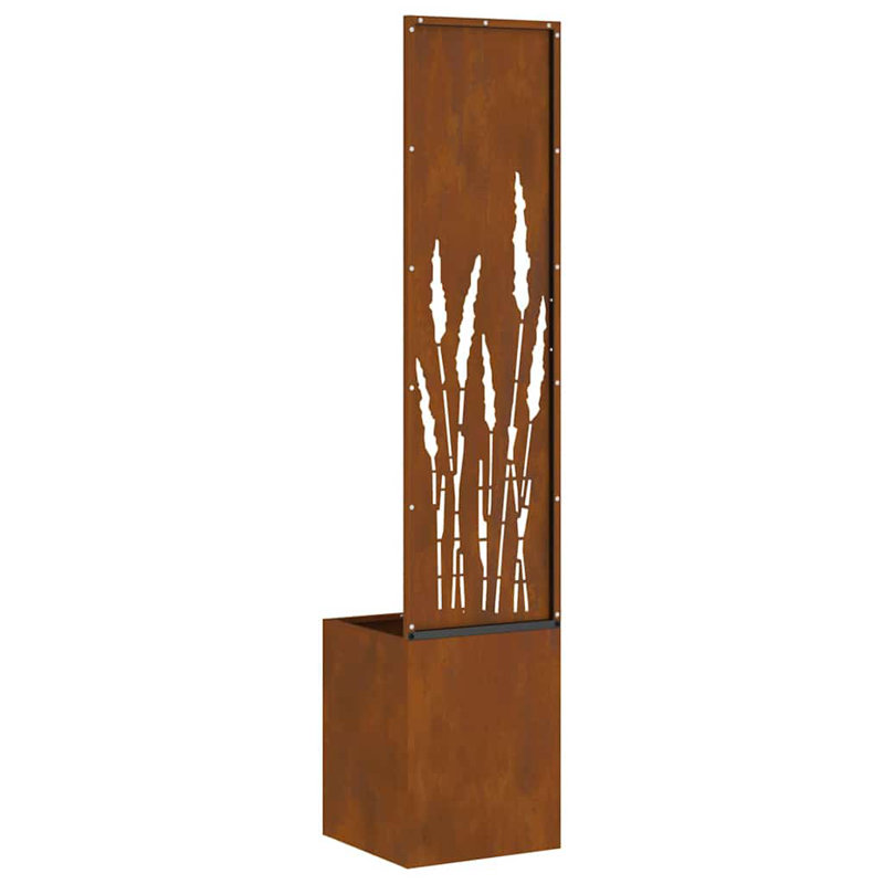 Garden Planter With Decorative Panel, Rusty, 140cm H x 32cm W x 32cm D