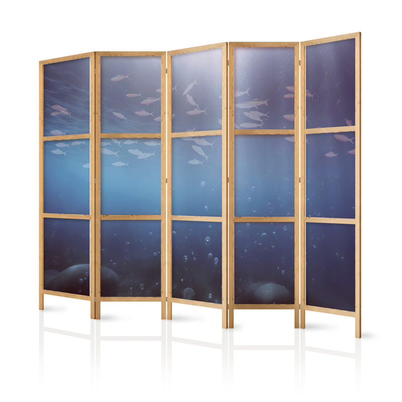 171cm H Solid Wood Folding Room Divider, 171cm H x 225cm W x 1.2cm D, 5