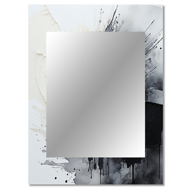 Noir et blanc Zen Spiral I - abstrait spirales murales, miroir décoratif gris, art en métal imprimé, 40 po x 30 po