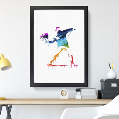 Banksy Flower Thrower - Framed Print