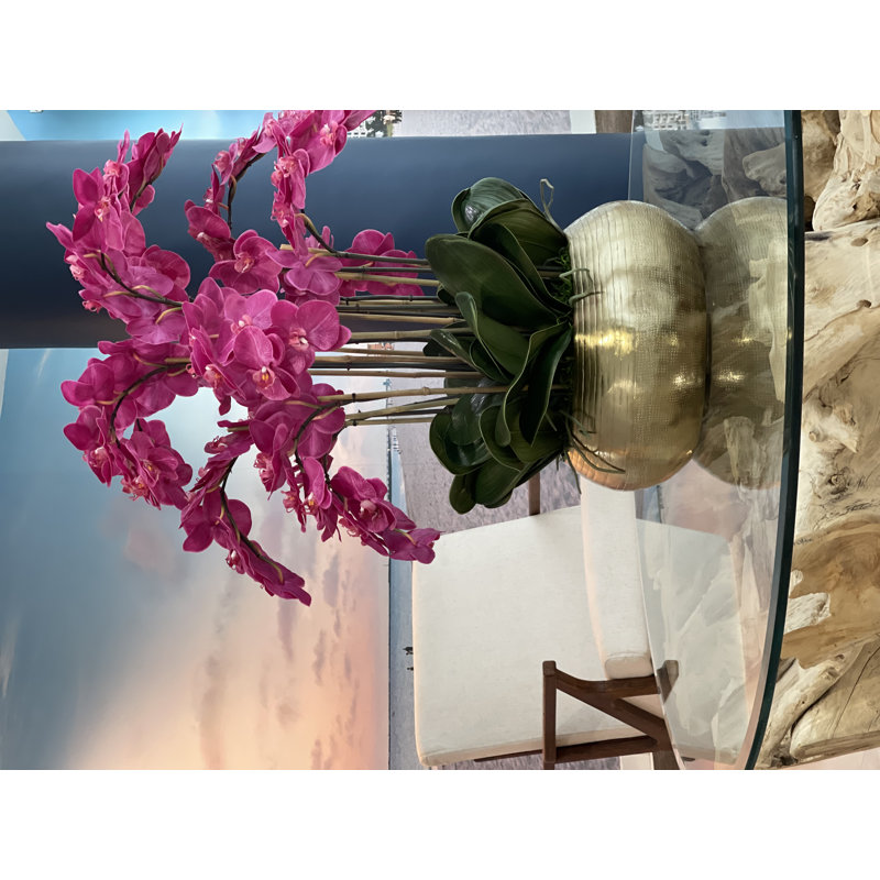 Orchid Faux Floral Arrangement in Vase, Pink