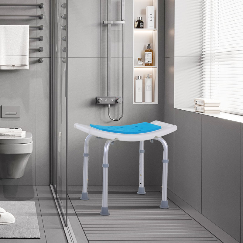 Adjustable Shower Stool With Non-slip Feet – Safe Bath Seat For Elderly, Pregnant & Disabled, Blue