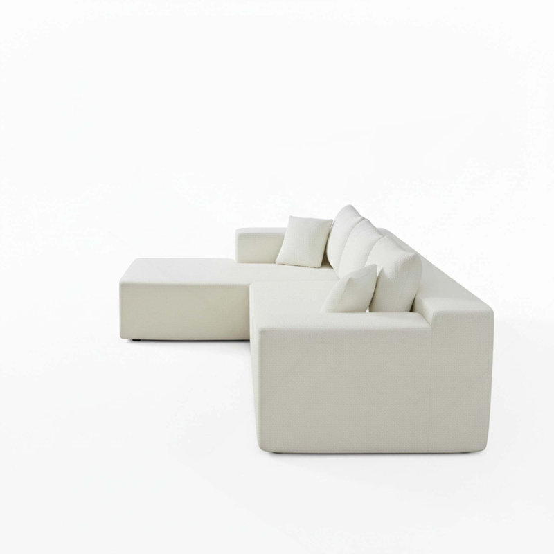 Boneless 103.54 Inch L-Shaped Modern Modular Sectional Sofa With Chaise And Pillows Featuring High-Density Sponge And Velvet Upholstery