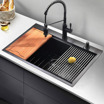 33" L x 22" W Drop-In Kitchen Sink with Accessories