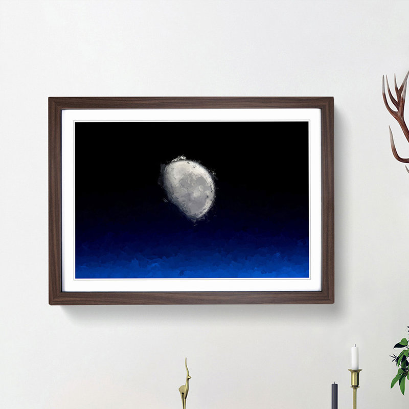 Close up of the Moon in Abstract - Picture Frame Graphic Art Print, 62cm H x 87cm W x 2cm D, Walnut Framed