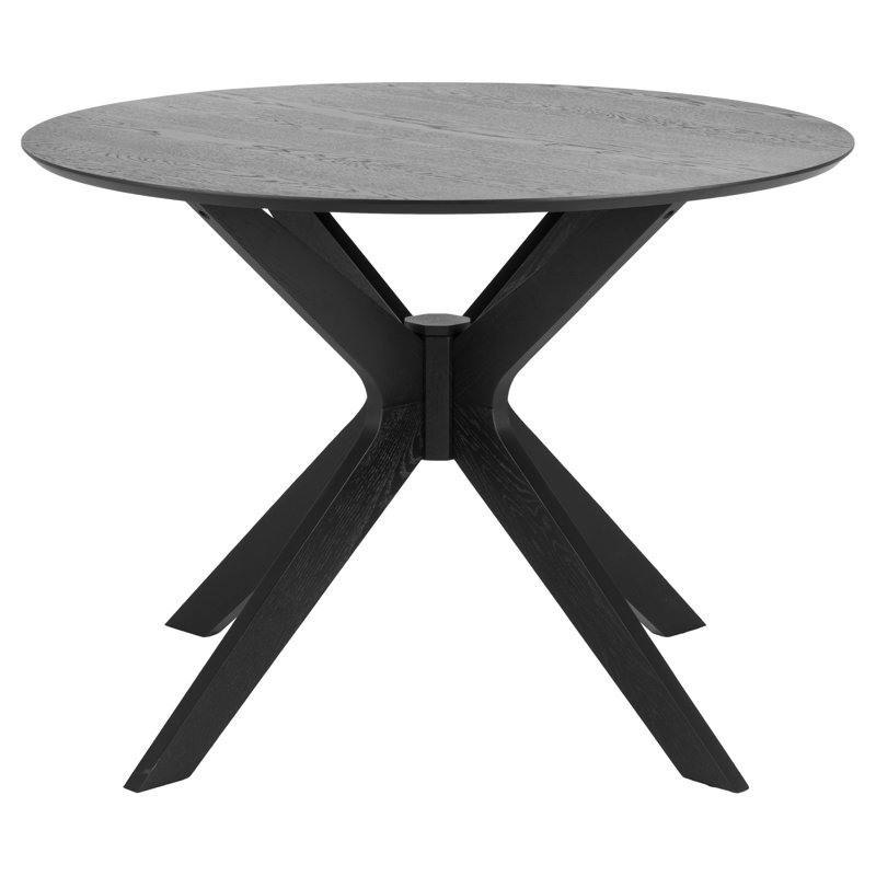 Trosper Oak Round Solid Wood Base Dining Table, Matt Black