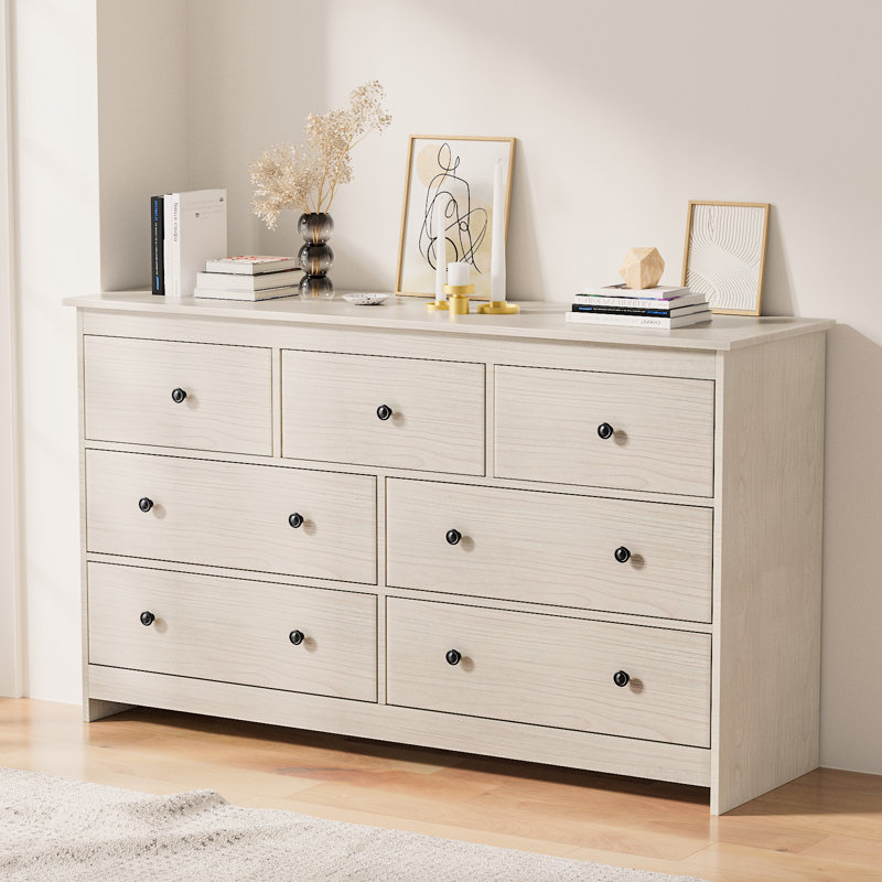 Commode 7 tiroirs Marizela, Naturel
