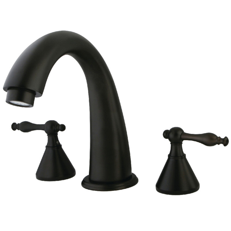 Kingston Brass Naples Two-Handle 3-Hole Deck Mount Roman Tub Faucet, Oil Rubbed Bronze