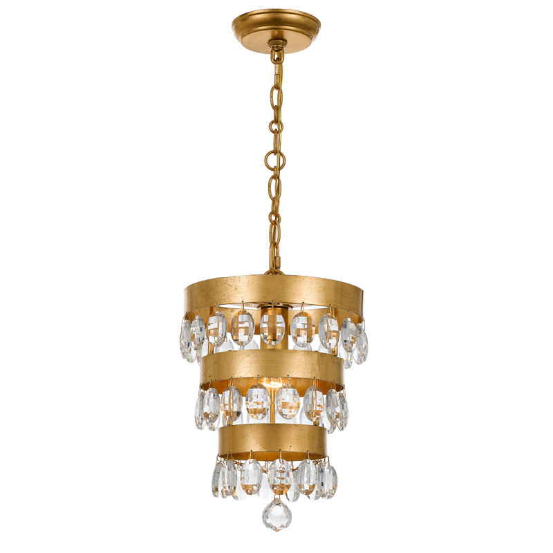 Luminaire suspendu à 1 lumière avec accents en cristal Swanner