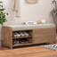 Banc de rangement patiné avec coussin et porte coulissante