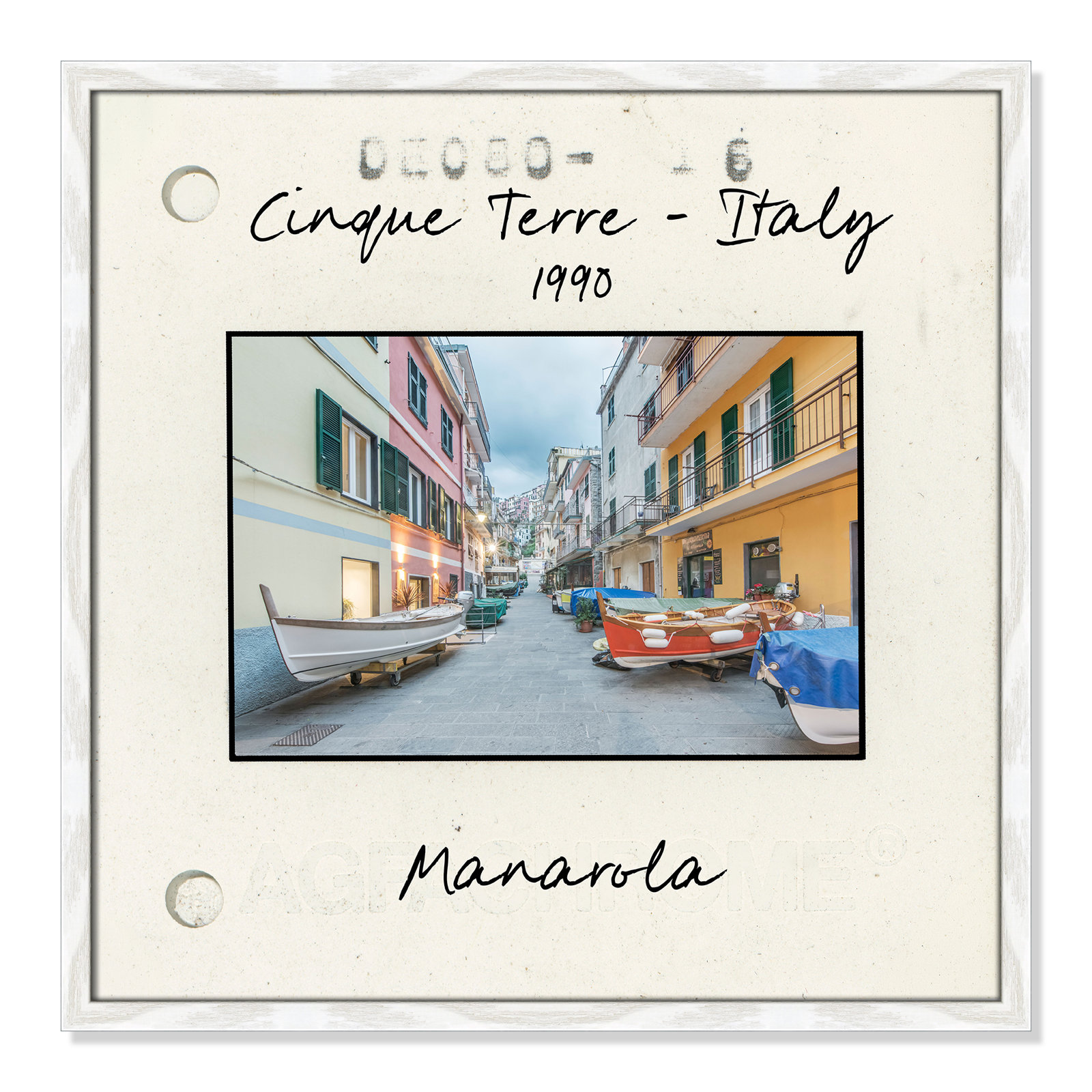 Ritona "Cinque Terre - Manarola" Print, White Single Picture Framed Paper, 23.5" H x 23.5" W x 0.75" D