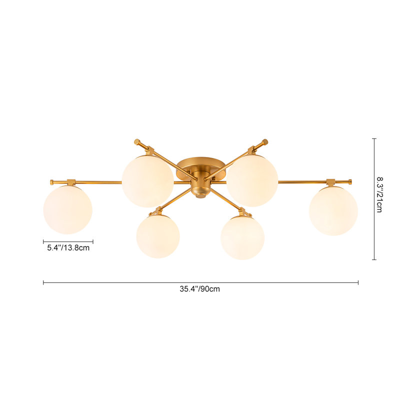 6 - Light Modern Mid-century Sputnik Glass Globe Ceiling Light