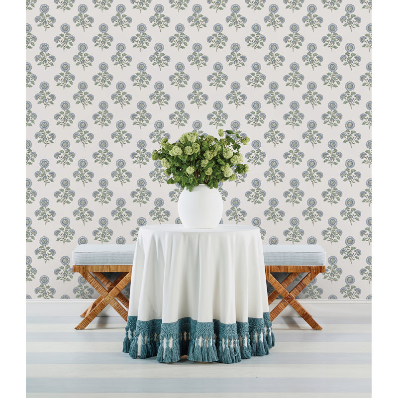 Rouleau de fleurs pelez et collez, Bleu / vert