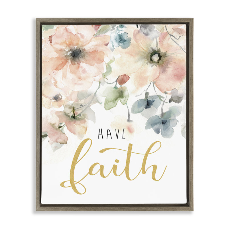 Cadre flottant «Have Faith on Florals», conception par Carol Robinson, H 21 po x l 17 po, Cadre flottant orme Montalcino