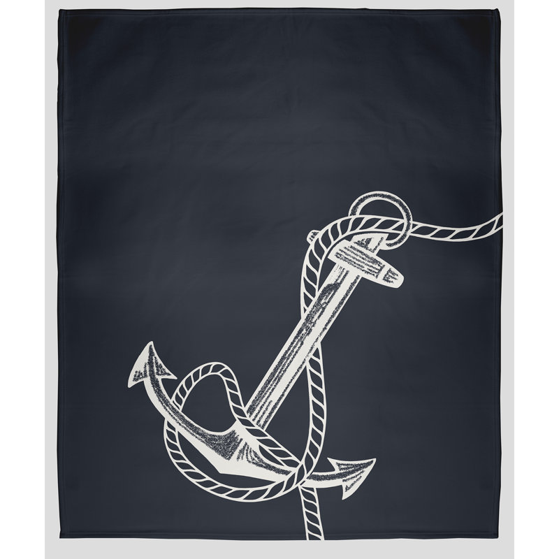 Couverture en molleton Anchored, L 50 po x L 60 po, Requin bleu
