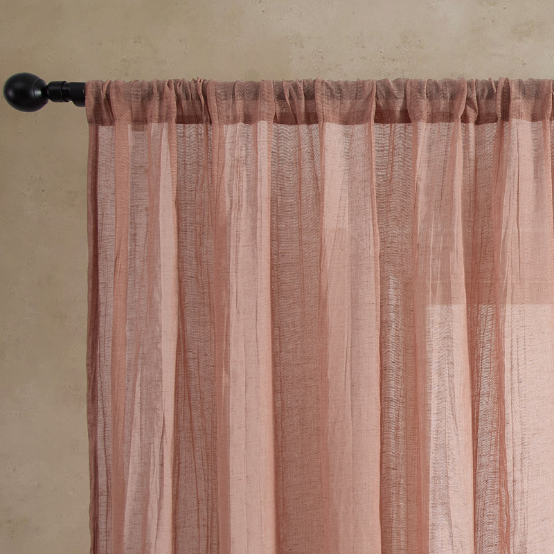  Solid Semi-Sheer Curtain Panels, 50" W x 96" H, Rust