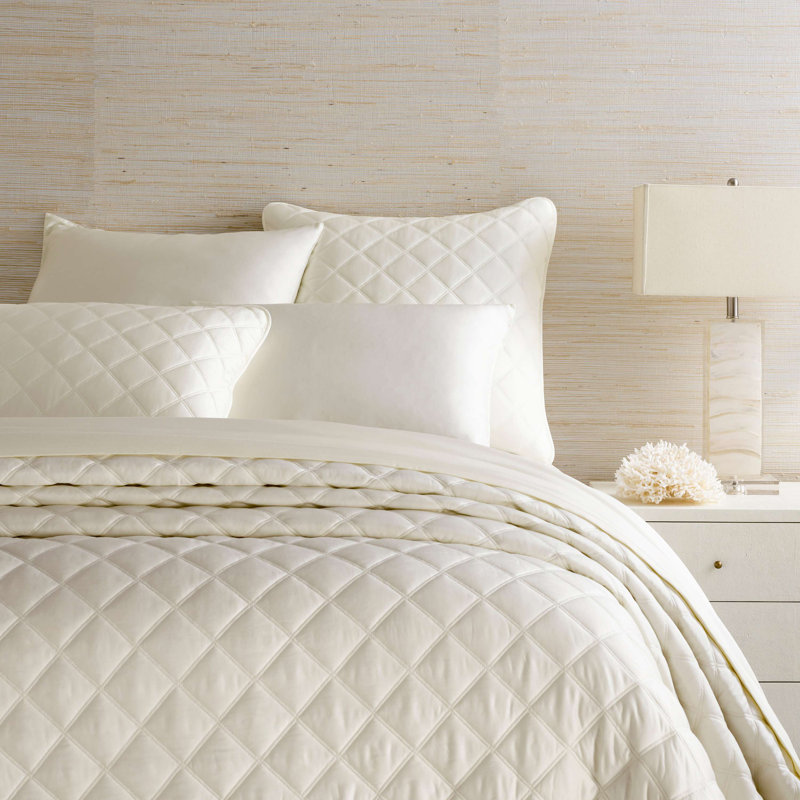Quilted Silken Solid Coverlet, Ivory, King Comforter