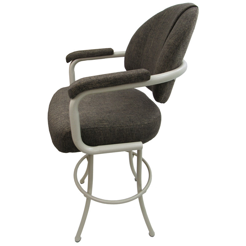 Swivel Upholstered Counter Stool with Metal Frame, Sanora Brown, Beige