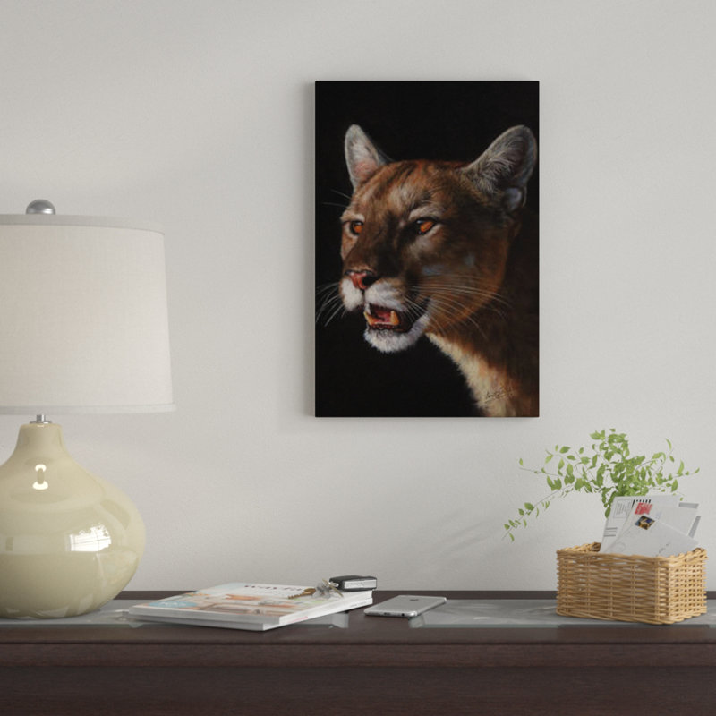 « cougar », impression sur toile, H 18 po x l 12 po x P 1,5 po, Pas de tapis, Toile tendue