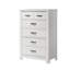 Commode blanche 5 tiroirs Cassini avec poignées noires 31 po